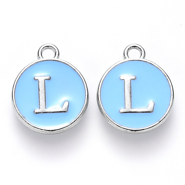 PandaHall Platinum Plated Alloy Enamel Charms, Cadmium Free & Lead Free, Enamelled Sequins, Flat Round with Letter, Letter.L, 14x12x2mm...
PandaHall Platinum Plated Alloy Enamel Charms, Cadmium Free & Lead Free, Enamelled Sequins, Flat Round with Letter, Letter.L, 14x12x2mm...