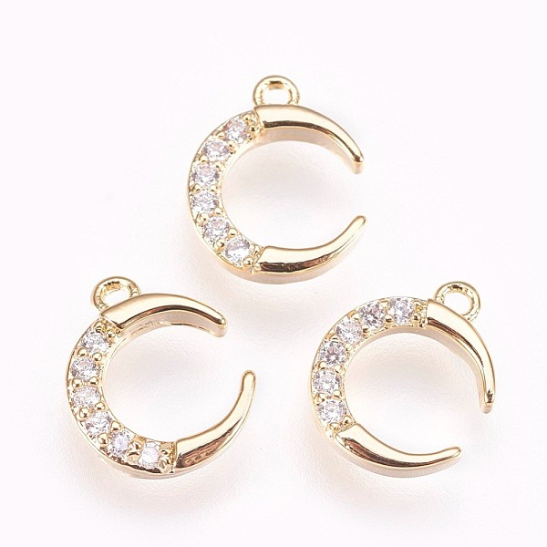 PandaHall Brass Micro Pave Cubic Zirconia Charms, Nickel Free, Moon, Clear, Real 18K Gold Plated, 10.5x8.5x1.5mm, Hole: 1mm Brass+Cubic...
PandaHall Brass Micro Pave Cubic Zirconia Charms, Nickel Free, Moon, Clear, Real 18K Gold Plated, 10.5x8.5x1.5mm, Hole: 1mm Brass+Cubic...