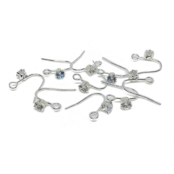 PandaHall Brass Earring Hooks, Ear Wire, with Clear Cubic Zirconia & Horizontal Loops, Silver, 14.3x13mm, Pin: 1mm Brass+Cubic Zirconia
PandaHall Brass Earring Hooks, Ear Wire, with Clear Cubic Zirconia & Horizontal Loops, Silver, 14.3x13mm, Pin: 1mm Brass+Cubic Zirconia