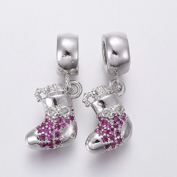PandaHall Brass Micro Pave Cubic Zirconia European Dangle Charms, Large Hole Pendants, Christmas Socks, Medium Violet Red, Platinum, 24mm...
PandaHall Brass Micro Pave Cubic Zirconia European Dangle Charms, Large Hole Pendants, Christmas Socks, Medium Violet Red, Platinum, 24mm...