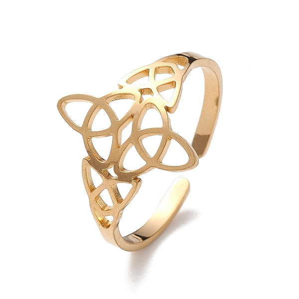 PandaHall Sailor's Knot 304 Stainless Steel Hollow Open Cuff Ring for Women, Golden, Inner Diameter: 18mm 304 Stainless Steel
PandaHall Sailor's Knot 304 Stainless Steel Hollow Open Cuff Ring for Women, Golden, Inner Diameter: 18mm 304 Stainless Steel