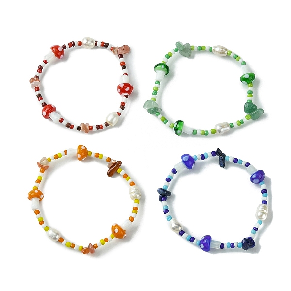 PandaHall 4Pcs 4 Style Natural Gemstone Chips & Lampwork Mushroom Beaded Stretch Bracelets, Stackable Bracelets, Mixed Color, Inner Diameter..., Multicolor
PandaHall 4Pcs 4 Style Natural Gemstone Chips & Lampwork Mushroom Beaded Stretch Bracelets, Stackable Bracelets, Mixed Color, Inner Diameter..., Multicolor