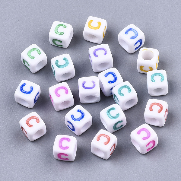 PandaHall Opaque White Acrylic Beads, with Enamel, Horizontal Hole, Cube with Mixed Color Letter, Letter.C, 6x6x6mm, Hole: 3mm, about..., Multicolor
PandaHall Opaque White Acrylic Beads, with Enamel, Horizontal Hole, Cube with Mixed Color Letter, Letter.C, 6x6x6mm, Hole: 3mm, about..., Multicolor