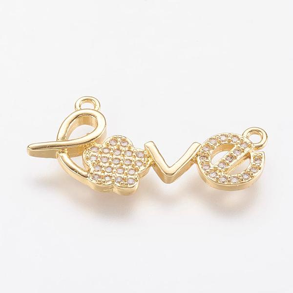 PandaHall Brass Micro Pave Cubic Zirconia Pendants, Word Love, Real 18K Gold Plated, 12x26.5x2mm, Hole: 1mm Brass+Cubic Zirconia Word Clear
PandaHall Brass Micro Pave Cubic Zirconia Pendants, Word Love, Real 18K Gold Plated, 12x26.5x2mm, Hole: 1mm Brass+Cubic Zirconia Word Clear