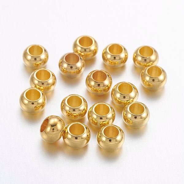PandaHall Brass Spacer Beads, Rondelle, Golden Color, Size: about 6mm in diameter, 4mm thick, hole: 3mm Brass Rondelle
PandaHall Brass Spacer Beads, Rondelle, Golden Color, Size: about 6mm in diameter, 4mm thick, hole: 3mm Brass Rondelle