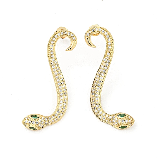 PandaHall Snake Real 18K Gold Plated Brass Stud Earrings, with Cubic Zirconia, Green, 37x14mm Cubic Zirconia Snake Green
PandaHall Snake Real 18K Gold Plated Brass Stud Earrings, with Cubic Zirconia, Green, 37x14mm Cubic Zirconia Snake Green