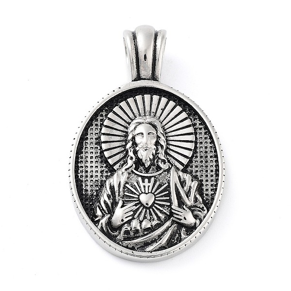 PandaHall 304 Stainless Steel Pendants, Oval with Saint Charm, Antique Silver, 42x26x4.7mm, Hole: 5x5.2mm 304 Stainless Steel Oval
PandaHall 304 Stainless Steel Pendants, Oval with Saint Charm, Antique Silver, 42x26x4.7mm, Hole: 5x5.2mm 304 Stainless Steel Oval