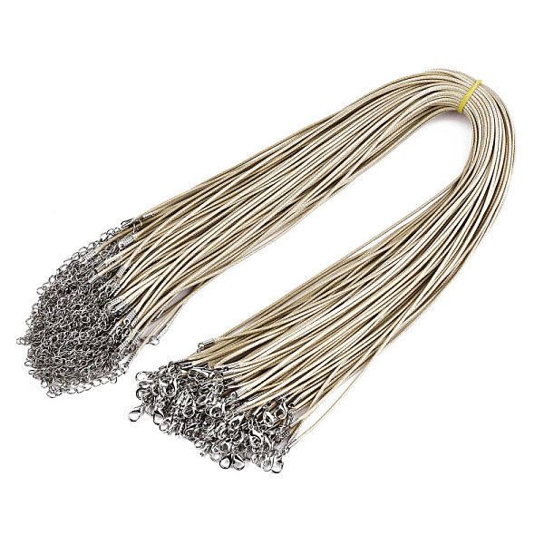 PandaHall Waxed Cotton Cord Necklace Making, with Alloy Lobster Claw Clasps and Iron End Chains, Platinum, Dark Khaki, 17.12 inch(43.5cm)...
PandaHall Waxed Cotton Cord Necklace Making, with Alloy Lobster Claw Clasps and Iron End Chains, Platinum, Dark Khaki, 17.12 inch(43.5cm)...