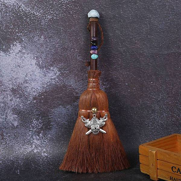 PandaHall Natural Aquamarine Mini Witch Palm Broom Pendant Ornament, with Metal Skull Accessories for Home Car Halloween Decor, 120x40x250mm...
PandaHall Natural Aquamarine Mini Witch Palm Broom Pendant Ornament, with Metal Skull Accessories for Home Car Halloween Decor, 120x40x250mm...