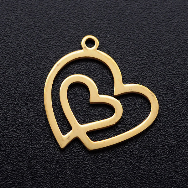 PandaHall 201 Stainless Steel Filigree Charms, Heart with Heart, Golden, 14x15x1mm, Hole: 1.2mm 201 Stainless Steel Heart
PandaHall 201 Stainless Steel Filigree Charms, Heart with Heart, Golden, 14x15x1mm, Hole: 1.2mm 201 Stainless Steel Heart