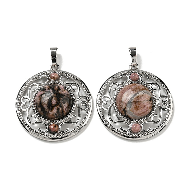 PandaHall Natural Rhodonite Pendants, Rack Plating Brass Hollow Flat Round Charms, Cadmium Free & Lead Free, Platinum, 36.5x33x9.5mm, Hole...
PandaHall Natural Rhodonite Pendants, Rack Plating Brass Hollow Flat Round Charms, Cadmium Free & Lead Free, Platinum, 36.5x33x9.5mm, Hole...