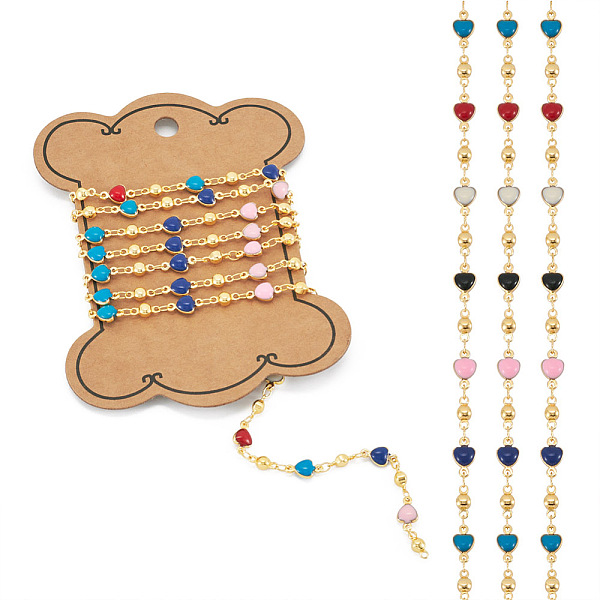 PandaHall 1M Handmade Colorful Enamel Heart Beaded Chains, with Brass Findings, Soldered, with Card Paper, Long-Lasting Plated, Golden...
PandaHall 1M Handmade Colorful Enamel Heart Beaded Chains, with Brass Findings, Soldered, with Card Paper, Long-Lasting Plated, Golden...