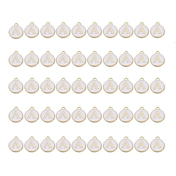 PandaHall Golden Plated Alloy Charms, with Enamel, Enamelled Sequins, Flat Round, White, Letter.A, 14x12x2mm, Hole: 1.5mm, 50pcs/Box...
PandaHall Golden Plated Alloy Charms, with Enamel, Enamelled Sequins, Flat Round, White, Letter.A, 14x12x2mm, Hole: 1.5mm, 50pcs/Box...