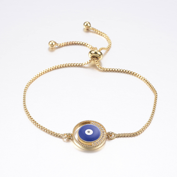 PandaHall Adjustable Brass Micro Pave Cubic Zirconia Slider Bracelets, Bolo Bracelets, with Enamel, and Brass Box Chains, Eye, Blue, Golden...
PandaHall Adjustable Brass Micro Pave Cubic Zirconia Slider Bracelets, Bolo Bracelets, with Enamel, and Brass Box Chains, Eye, Blue, Golden...