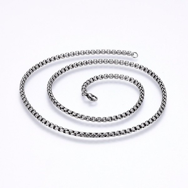 PandaHall 304 Stainless Steel Box Chain Necklaces, with Lobster Claw Clasps, Antique Silver, 22 inch(56cm), 3.5x3.5mm 304 Stainless Steel
PandaHall 304 Stainless Steel Box Chain Necklaces, with Lobster Claw Clasps, Antique Silver, 22 inch(56cm), 3.5x3.5mm 304 Stainless Steel