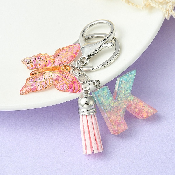 PandaHall Resin & Acrylic Keychains, with Alloy Split Key Rings and Faux Suede Tassel Pendants, Letter & Butterfly, Letter K, 8.6cm Resin...
PandaHall Resin & Acrylic Keychains, with Alloy Split Key Rings and Faux Suede Tassel Pendants, Letter & Butterfly, Letter K, 8.6cm Resin...