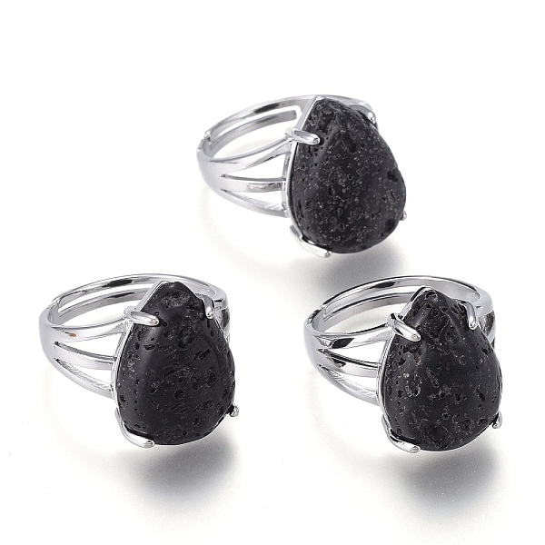 PandaHall Adjustable Natural Lava Rock Finger Rings, with Platinum Plated Brass Findings, Teardrop, Size 8, Inner Diameter: 18mm Lava Rock
PandaHall Adjustable Natural Lava Rock Finger Rings, with Platinum Plated Brass Findings, Teardrop, Size 8, Inner Diameter: 18mm Lava Rock