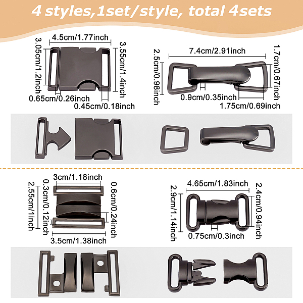 PandaHall BENECREAT 4sets 4 style Zinc Alloy Side Release Buckles, Survival Bracelet Clasps, Cadmium Free & Lead Free, Round & Rectangle...
PandaHall BENECREAT 4sets 4 style Zinc Alloy Side Release Buckles, Survival Bracelet Clasps, Cadmium Free & Lead Free, Round & Rectangle...