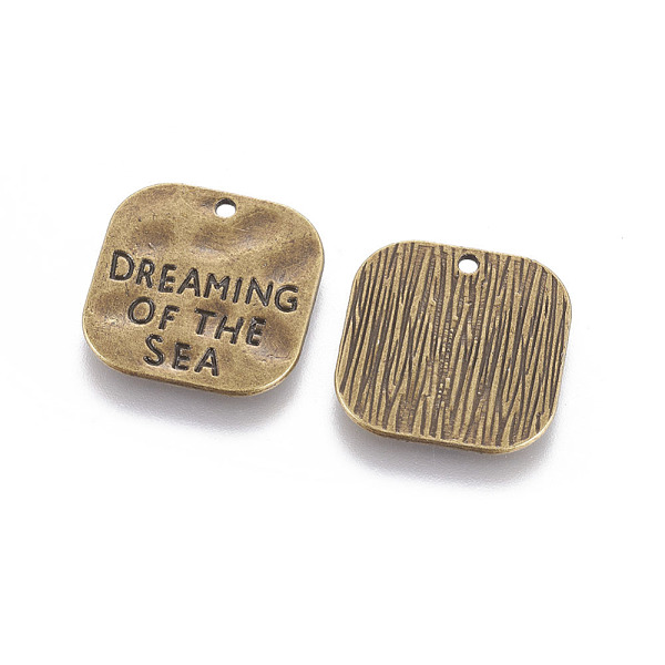 PandaHall Hammered Square Carved Word Dreaming of the Sea Tibetan Style, Alloy Message Pendants, Cadmium Free & Lead Free, Antique Bronze...
PandaHall Hammered Square Carved Word Dreaming of the Sea Tibetan Style, Alloy Message Pendants, Cadmium Free & Lead Free, Antique Bronze...