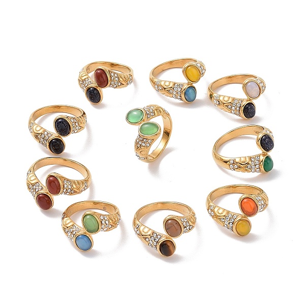 PandaHall Gemstone Oval Open Cuff Ring with Crystal Rhinestone, Ion Plating(IP) 304 Stainless Steel Jewelry for Women, Golden, US Size 7..., Clear
PandaHall Gemstone Oval Open Cuff Ring with Crystal Rhinestone, Ion Plating(IP) 304 Stainless Steel Jewelry for Women, Golden, US Size 7..., Clear