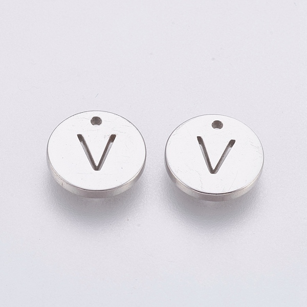 PandaHall 304 Stainless Steel Charms, Flat Round with Letter, Stainless Steel Color, Letter.V, 10x1mm, Hole: 1mm 304 Stainless Steel Letter...
PandaHall 304 Stainless Steel Charms, Flat Round with Letter, Stainless Steel Color, Letter.V, 10x1mm, Hole: 1mm 304 Stainless Steel Letter...