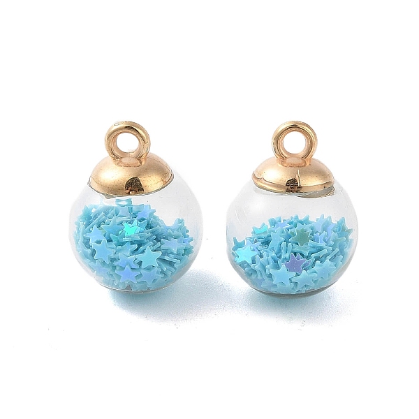 PandaHall Glass Round Pendants, with Plastic Finding and Foam Glitter, Deep Sky Blue, 21x16mm, Hole: 2.5mm Glass Round
PandaHall Glass Round Pendants, with Plastic Finding and Foam Glitter, Deep Sky Blue, 21x16mm, Hole: 2.5mm Glass Round