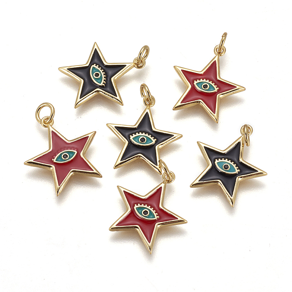 PandaHall Brass Enamel Pendants, Star with Evil Eye, Golden, Mixed Color, 19x17x2mm, Hole: 3mm Brass+Enamel Evil Eye Multicolor
PandaHall Brass Enamel Pendants, Star with Evil Eye, Golden, Mixed Color, 19x17x2mm, Hole: 3mm Brass+Enamel Evil Eye Multicolor