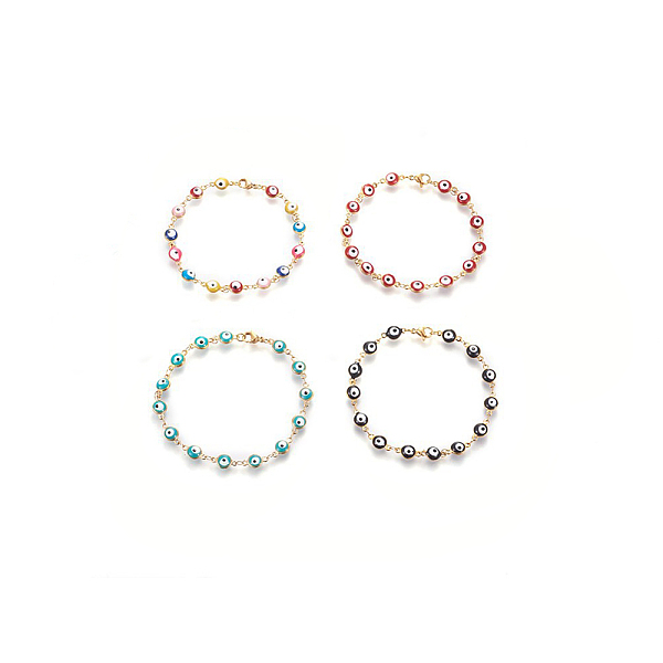 PandaHall 304 Stainless Steel Enamel Link Bracelets, with Lobster Claw Clasps, Evil Eye, Golden, Mixed Color, 7-1/8 inch(18cm), Links..., Multicolor
PandaHall 304 Stainless Steel Enamel Link Bracelets, with Lobster Claw Clasps, Evil Eye, Golden, Mixed Color, 7-1/8 inch(18cm), Links..., Multicolor