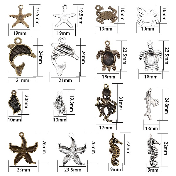 PandaHall Tibetan Style Alloy Pendants, Mixed Shapes, Ocean Marine theme, Mixed Color, 23.5x18x4mm, Hole: 2mm Alloy Mixed Shapes
PandaHall Tibetan Style Alloy Pendants, Mixed Shapes, Ocean Marine theme, Mixed Color, 23.5x18x4mm, Hole: 2mm Alloy Mixed Shapes