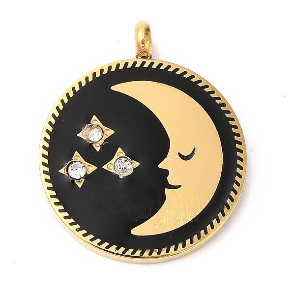 PandaHall Ion Plating(IP) 304 Stainless Steel Pendants, with Rhinestone, Flat Round with Moon & Star, Golden, 20.5x17x2mm, Hole: 1.5mm 304..., Clear
PandaHall Ion Plating(IP) 304 Stainless Steel Pendants, with Rhinestone, Flat Round with Moon & Star, Golden, 20.5x17x2mm, Hole: 1.5mm 304..., Clear