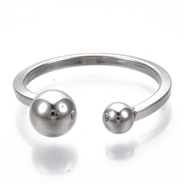 PandaHall Alloy Cuff Rings, Open Rings, with Round Immovable Beads, Platinum, US Size 6(16.5mm) Alloy
PandaHall Alloy Cuff Rings, Open Rings, with Round Immovable Beads, Platinum, US Size 6(16.5mm) Alloy
