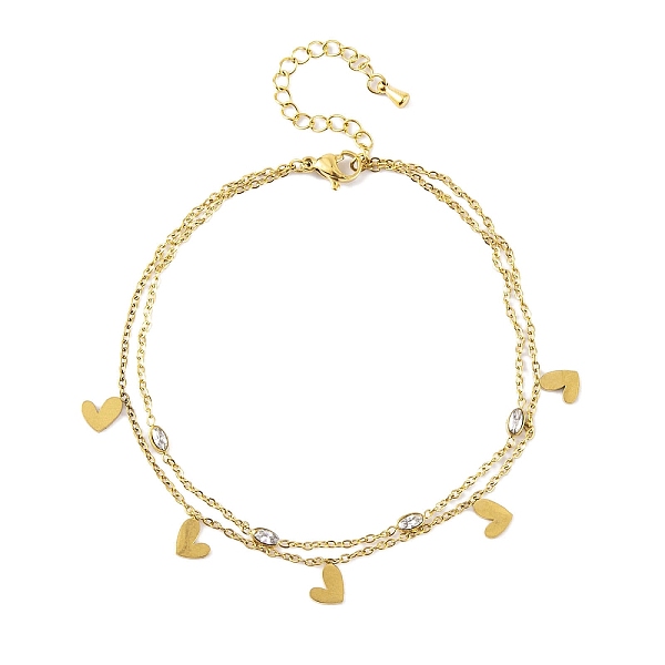 PandaHall Ion Plating(IP) 304 Stainless Steel Chains Anklet, with Cubic Zirconia Charms Anklet, Golden, Heart, 10-3/8 inch(26.5cm)...., Clear
PandaHall Ion Plating(IP) 304 Stainless Steel Chains Anklet, with Cubic Zirconia Charms Anklet, Golden, Heart, 10-3/8 inch(26.5cm)...., Clear
