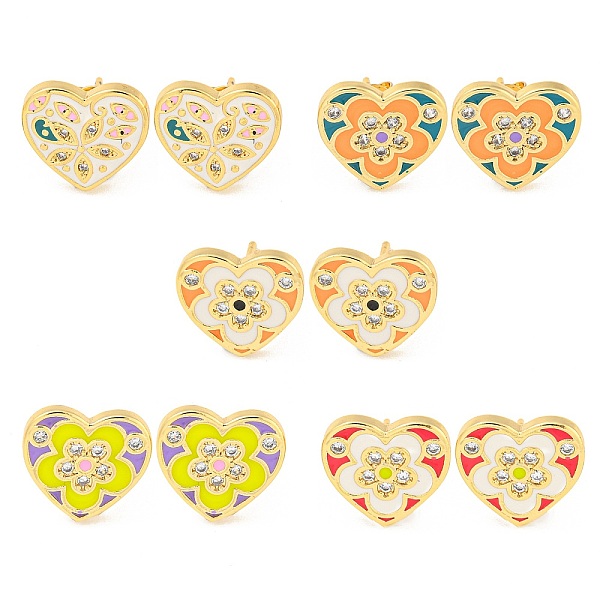 PandaHall Heart Real 18K Gold Plated Brass Stud Earrings, with Enamel and Clear Cubic Zirconia, Mixed Color, 13x13.5mm Cubic Zirconia Heart..., Multicolor
PandaHall Heart Real 18K Gold Plated Brass Stud Earrings, with Enamel and Clear Cubic Zirconia, Mixed Color, 13x13.5mm Cubic Zirconia Heart..., Multicolor