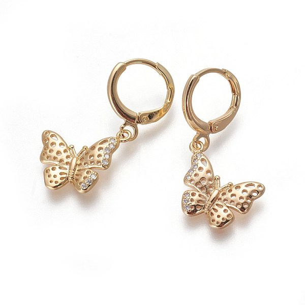 PandaHall Brass Dangle Hoop Earrings, with Cubic Zirconia, Long-Lasting Plated, Cadmium Free & Nickel Free & Lead Free, Butterfly, Golden...
PandaHall Brass Dangle Hoop Earrings, with Cubic Zirconia, Long-Lasting Plated, Cadmium Free & Nickel Free & Lead Free, Butterfly, Golden...