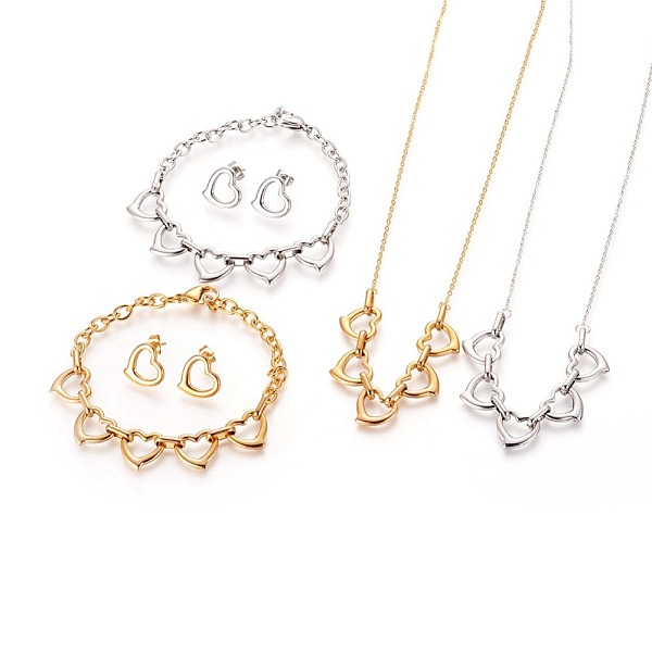 PandaHall 304 Stainless Steel Link Bracelets & Stud Earrings & Pendant Necklaces Sets, with Lobster Claw Clasps and Cable Chains, Heart...
PandaHall 304 Stainless Steel Link Bracelets & Stud Earrings & Pendant Necklaces Sets, with Lobster Claw Clasps and Cable Chains, Heart...