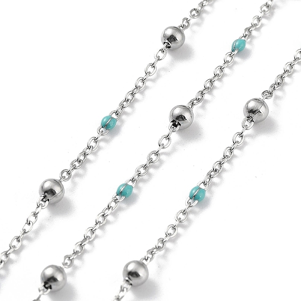 PandaHall 304 Stainless Steel Cable Chain, with Enamel, Soldered, Turquoise, Beads: 3.5~3.6x3.5mm, Link: 5x2x2mm and 2x1.5x0.3mm 304..., Green
PandaHall 304 Stainless Steel Cable Chain, with Enamel, Soldered, Turquoise, Beads: 3.5~3.6x3.5mm, Link: 5x2x2mm and 2x1.5x0.3mm 304..., Green