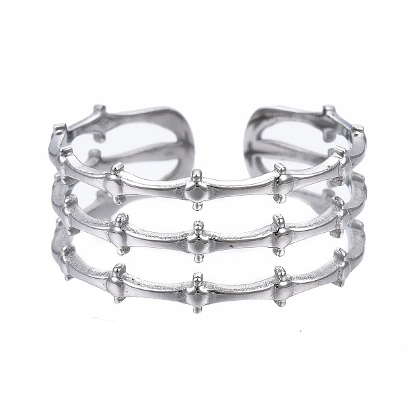 PandaHall 304 Stainless Steel Bamboo Shape Open Cuff Ring, Chunky Hollow Ring for Women, Stainless Steel Color, US Size 7 3/4(17.9mm) 304...
PandaHall 304 Stainless Steel Bamboo Shape Open Cuff Ring, Chunky Hollow Ring for Women, Stainless Steel Color, US Size 7 3/4(17.9mm) 304...