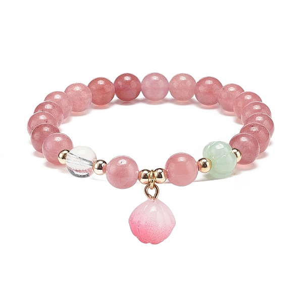 PandaHall Natural Strawberry Quartz & Quartz Crystal Round Beaded Stretch Bracelet, Gemstone Bracelet with Glass Flower Charms for Women..., Pink
PandaHall Natural Strawberry Quartz & Quartz Crystal Round Beaded Stretch Bracelet, Gemstone Bracelet with Glass Flower Charms for Women..., Pink