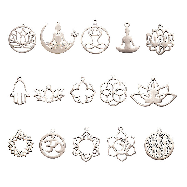 PandaHall 15Pcs 15 Styles 201 Stainless Steel Pendants, Laser Cut, Mixed Shapes, Stainless Steel Color, 38.5x45x1mm, Hole: 1.6mm, 1pc/style...
PandaHall 15Pcs 15 Styles 201 Stainless Steel Pendants, Laser Cut, Mixed Shapes, Stainless Steel Color, 38.5x45x1mm, Hole: 1.6mm, 1pc/style...