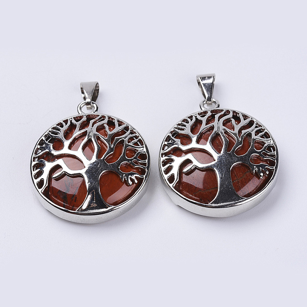 PandaHall Natural Red Jasper Pendants, with Platinum Plated Brass Findings, Flat Round with Tree of Life, 31x27x8mm, Hole: 3.5x7mm Red...
PandaHall Natural Red Jasper Pendants, with Platinum Plated Brass Findings, Flat Round with Tree of Life, 31x27x8mm, Hole: 3.5x7mm Red...