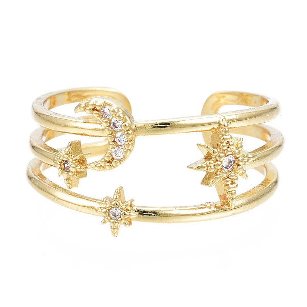 PandaHall Sparkling Cubic Zirconia Moon & Star Cuff Ring, Brass Wire Wrap Open Ring for Women, Nickel Free, Real 18K Gold Plated, US Size 7..., Clear
PandaHall Sparkling Cubic Zirconia Moon & Star Cuff Ring, Brass Wire Wrap Open Ring for Women, Nickel Free, Real 18K Gold Plated, US Size 7..., Clear