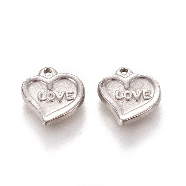 PandaHall 304 Stainless Steel Charms, Heart with Word Love, For Valentine's Day, Stainless Steel Color, 11x12x2.5mm, Hole: 1.2mm 304...
PandaHall 304 Stainless Steel Charms, Heart with Word Love, For Valentine's Day, Stainless Steel Color, 11x12x2.5mm, Hole: 1.2mm 304...