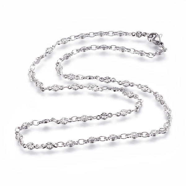 PandaHall 304 Stainless Steel Chain Necklaces, with Lobster Claw Clasps, Flower, Stainless Steel Color, 17.5 inch~17.7 inch(44.5~45cm) 304...
PandaHall 304 Stainless Steel Chain Necklaces, with Lobster Claw Clasps, Flower, Stainless Steel Color, 17.5 inch~17.7 inch(44.5~45cm) 304...