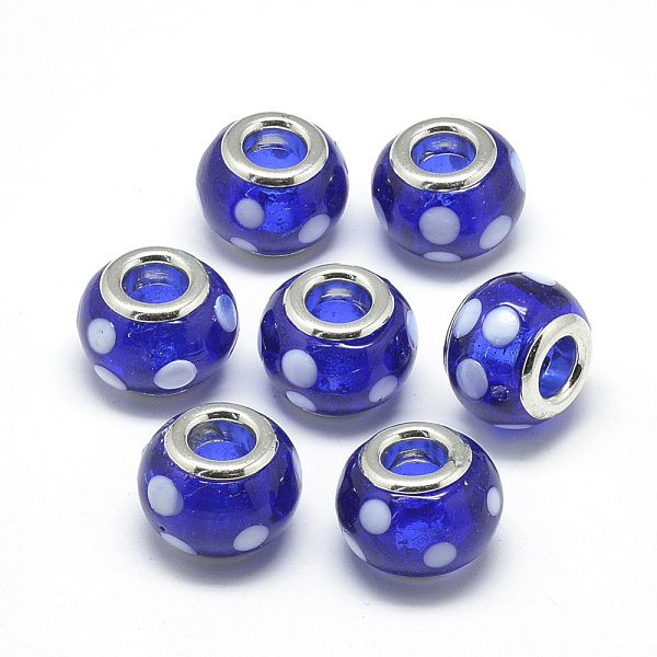 PandaHall Handmade Lampwork European Beads, with Platinum Brass Double Cores, Large Hole Beads, Rondelle with Spot, Blue, 14x10.5mm, Hole...
PandaHall Handmade Lampwork European Beads, with Platinum Brass Double Cores, Large Hole Beads, Rondelle with Spot, Blue, 14x10.5mm, Hole...