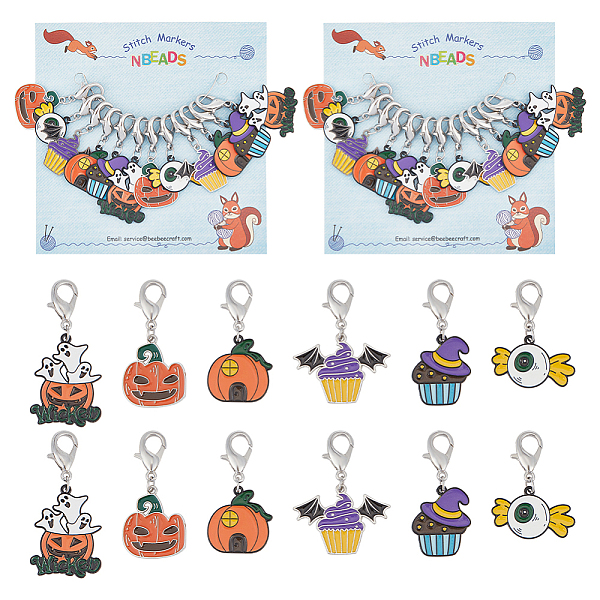 PandaHall Alloy Enamel Halloween Theme Pendant Locking Stitch Markers, Zinc Alloy Lobster Claw Clasps Stitch Marker, Pumpkin..., Multicolor
PandaHall Alloy Enamel Halloween Theme Pendant Locking Stitch Markers, Zinc Alloy Lobster Claw Clasps Stitch Marker, Pumpkin..., Multicolor
