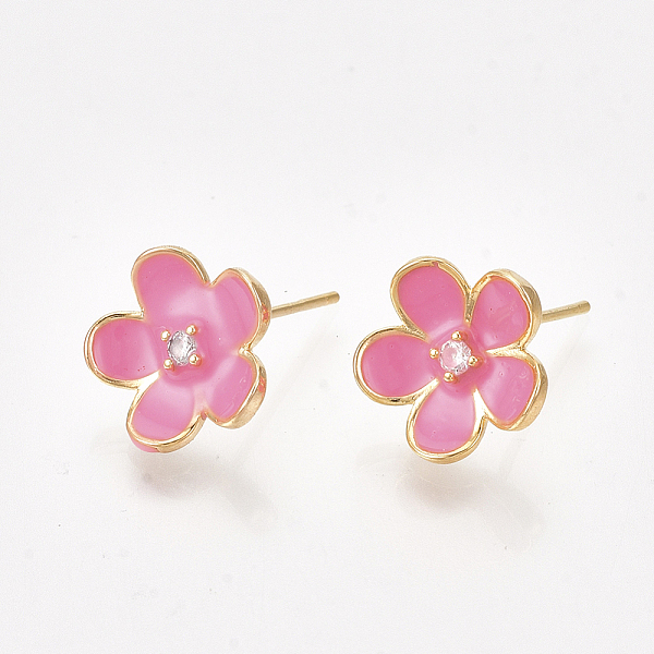 PandaHall Brass Cubic Zirconia Stud Earring Findings, with Loop and Enamel, Flower, Hot Pink, Nickel Free, Real 18K Gold Plated, 11.5x12mm...
PandaHall Brass Cubic Zirconia Stud Earring Findings, with Loop and Enamel, Flower, Hot Pink, Nickel Free, Real 18K Gold Plated, 11.5x12mm...