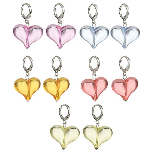 PandaHall 5 Pair 5 Color Acrylic Heart Dangle Leverback Earrings, Brass Earrings, Mixed Color, 33x22x9.5mm, 1 Pair/color Acrylic Multicolor
PandaHall 5 Pair 5 Color Acrylic Heart Dangle Leverback Earrings, Brass Earrings, Mixed Color, 33x22x9.5mm, 1 Pair/color Acrylic Multicolor