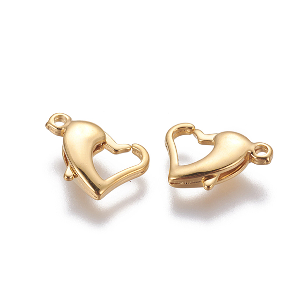 PandaHall 304 Stainless Steel Lobster Claw Clasps, Heart, Golden, 9.5x14x3mm, Hole: 1.4mm 304 Stainless Steel Heart
PandaHall 304 Stainless Steel Lobster Claw Clasps, Heart, Golden, 9.5x14x3mm, Hole: 1.4mm 304 Stainless Steel Heart