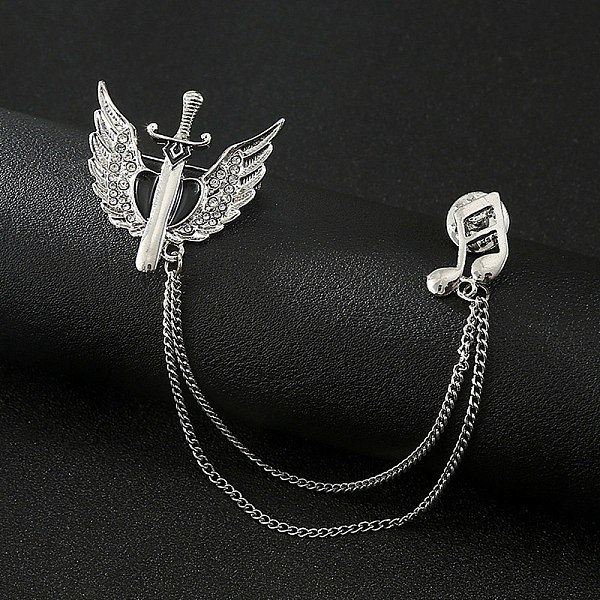PandaHall Angel's Sword & Music Note Chain Tassel Dangle Brooch Pin, Alloy Rhinestone Badge for Jackets Hats Bags, Platinum, 175mm Alloy
PandaHall Angel's Sword & Music Note Chain Tassel Dangle Brooch Pin, Alloy Rhinestone Badge for Jackets Hats Bags, Platinum, 175mm Alloy