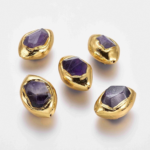 PandaHall Natural Amethyst Beads, with Golden Plated Edge Brass Findings, Faceted, Olive, 25~34x17~23x16~21mm, Hole: 1~1.4mm Amethyst Horse...
PandaHall Natural Amethyst Beads, with Golden Plated Edge Brass Findings, Faceted, Olive, 25~34x17~23x16~21mm, Hole: 1~1.4mm Amethyst Horse...